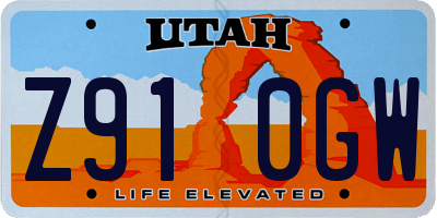 UT license plate Z910GW