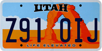 UT license plate Z910IJ