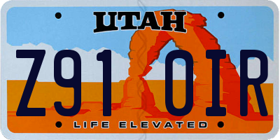 UT license plate Z910IR