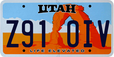UT license plate Z910IV
