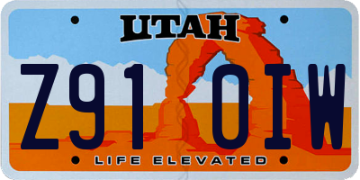 UT license plate Z910IW