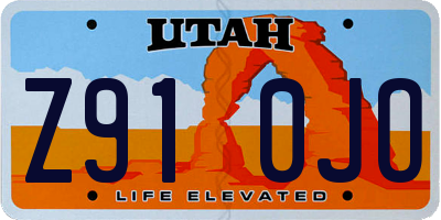 UT license plate Z910JO