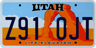 UT license plate Z910JT