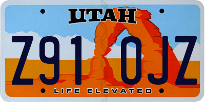 UT license plate Z910JZ