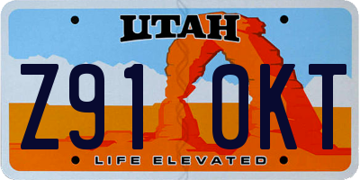 UT license plate Z910KT