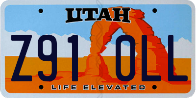 UT license plate Z910LL