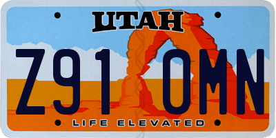 UT license plate Z910MN
