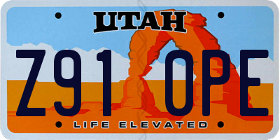 UT license plate Z910PE