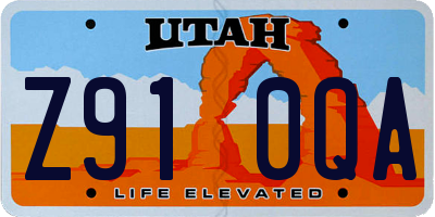 UT license plate Z910QA