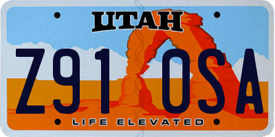 UT license plate Z910SA