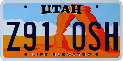 UT license plate Z910SH