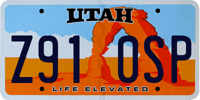 UT license plate Z910SP