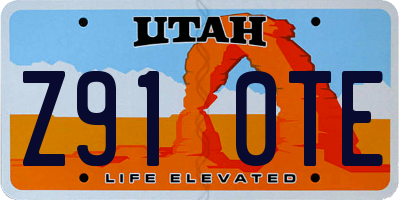UT license plate Z910TE