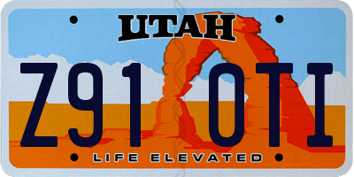 UT license plate Z910TI