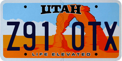 UT license plate Z910TX