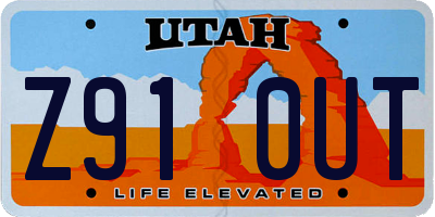UT license plate Z910UT