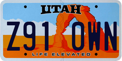 UT license plate Z910WN