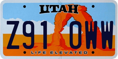 UT license plate Z910WW