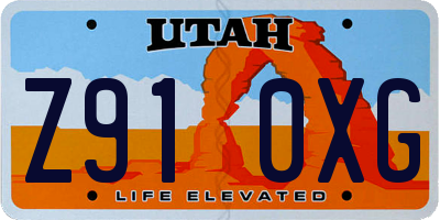 UT license plate Z910XG