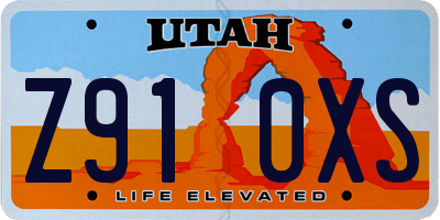 UT license plate Z910XS