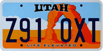 UT license plate Z910XT