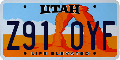 UT license plate Z910YF