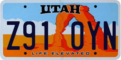 UT license plate Z910YN