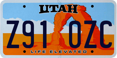 UT license plate Z910ZC