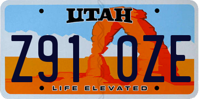 UT license plate Z910ZE