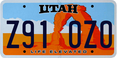 UT license plate Z910ZO