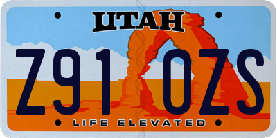 UT license plate Z910ZS