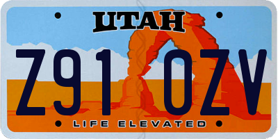 UT license plate Z910ZV