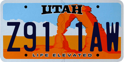 UT license plate Z911AW