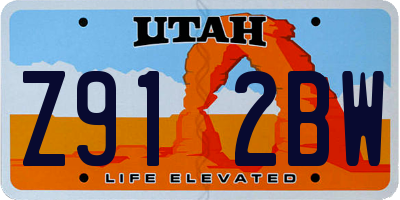 UT license plate Z912BW