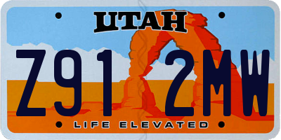 UT license plate Z912MW