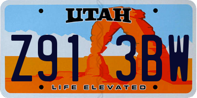 UT license plate Z913BW