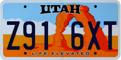 UT license plate Z916XT