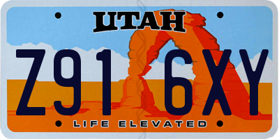 UT license plate Z916XY