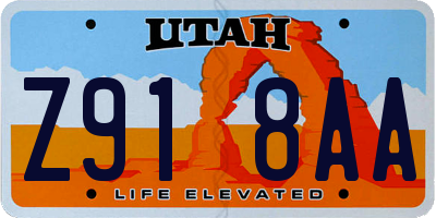 UT license plate Z918AA