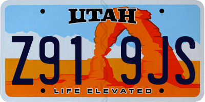UT license plate Z919JS