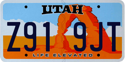 UT license plate Z919JT