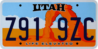 UT license plate Z919ZC