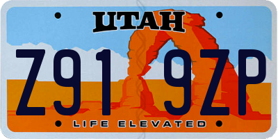 UT license plate Z919ZP