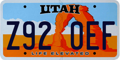 UT license plate Z920EF
