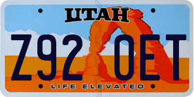 UT license plate Z920ET