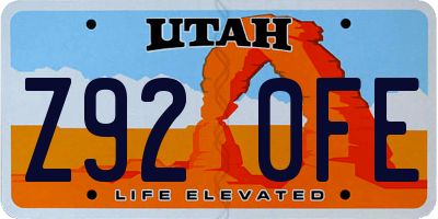 UT license plate Z920FE