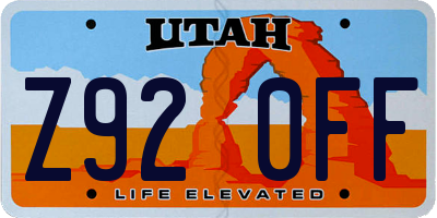 UT license plate Z920FF