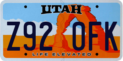 UT license plate Z920FK