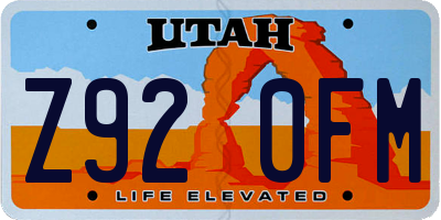 UT license plate Z920FM