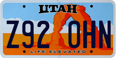 UT license plate Z920HN